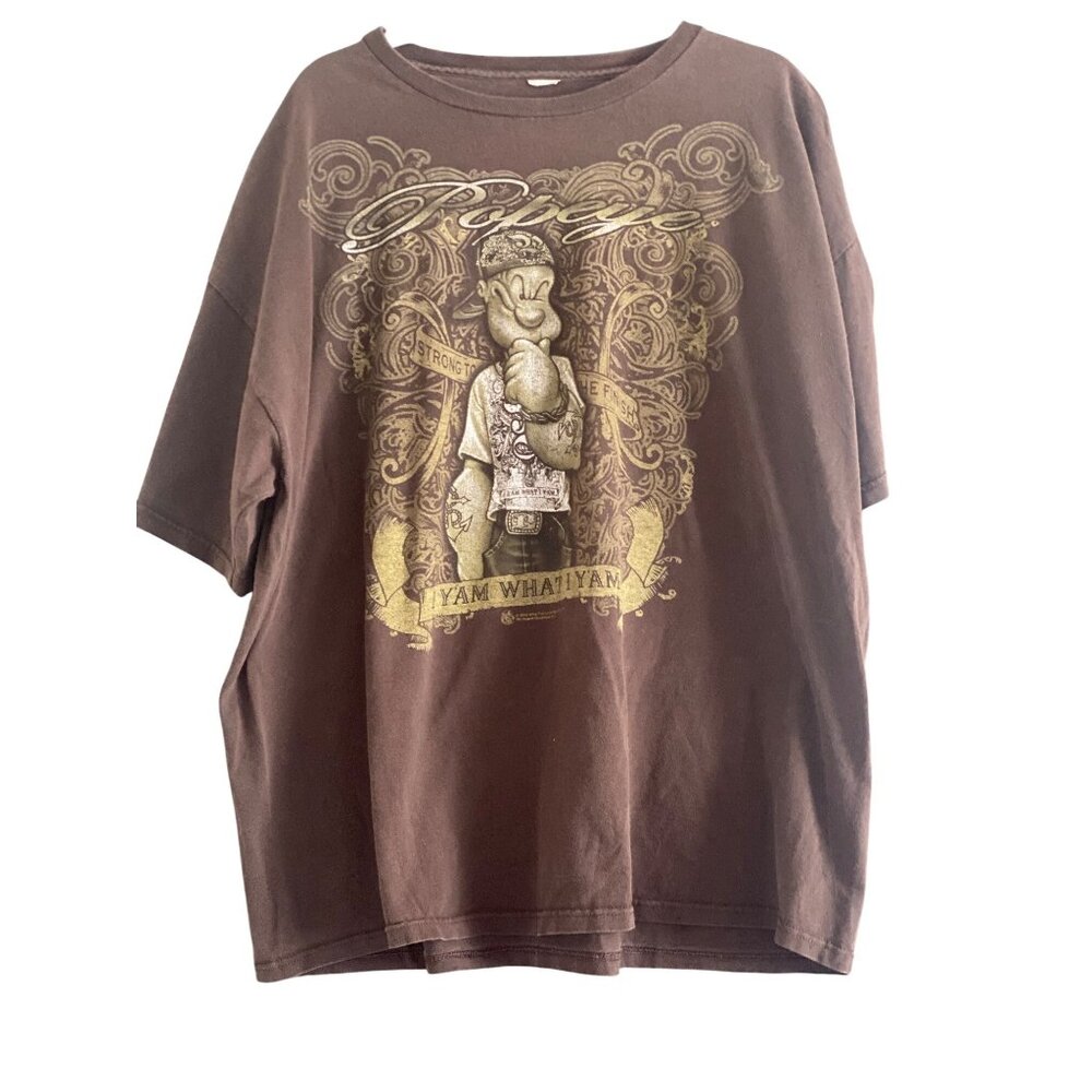 Popeye Graphic Tee T-shirt Brown SS NO TAG XL